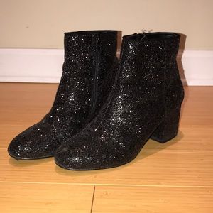 Black glitter booties